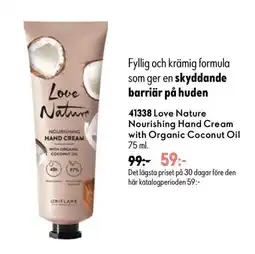 Oriflame Love Nature Nourishing Hand Cream with Organic Coconut Oil erbjuda