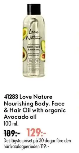 Oriflame Love Nature Nourishing Body, Face & Hair Oil with organic Avocado oil erbjuda