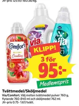 Coop Tvättmedel/Sköljmedel, Medlemspris erbjuda