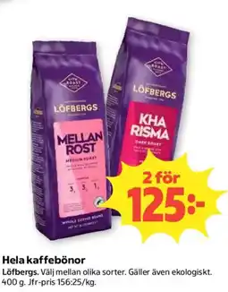 Coop Löfbergs hela kaffebönor erbjuda