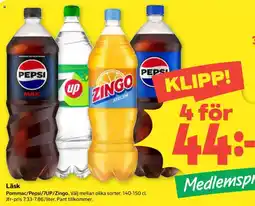 Coop Läsk Pommac/Pepsi/7UP/Zingo erbjuda