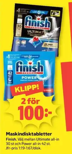 Coop Finish maskindisktabletter erbjuda