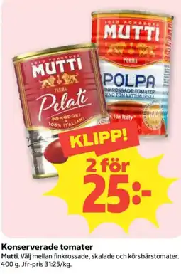 Coop Mutti konserverade tomater erbjuda
