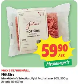 Coop John's Nötfärs erbjuda