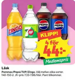 Coop Pommac/Pepsi/7UP/Zingo erbjuda