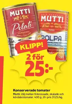 Coop Mutti konserverade tomater erbjuda