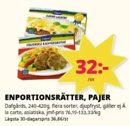 Tempo Enportionsrätter, pajer erbjuda