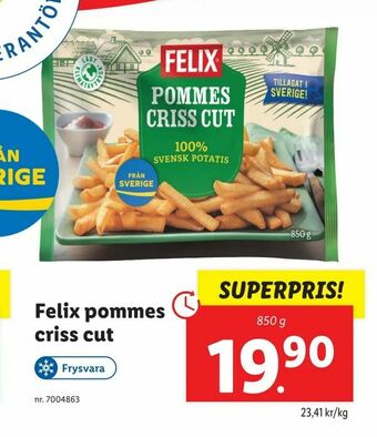 Lidl Felix pommes criss cut erbjuda