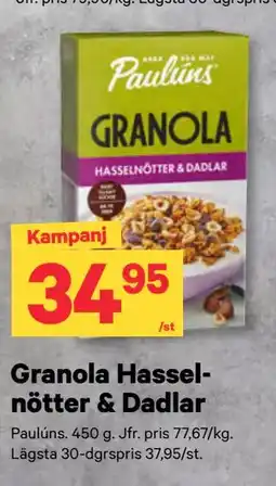 City Gross Granola Hasselnötter & Dadlar erbjuda