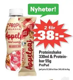 Nära dej Proteinshake 330ml & Proteinbar 55g erbjuda