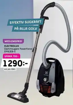 Elon ELECTROLUX Dammsugare PowerForce EPF63EB-S, Medlemspris erbjuda