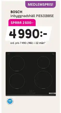 Elon BOSCH Inbyggnadshäll PIE631BB5E, Medlemspris erbjuda