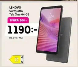 Elon LENOVO Surfplatta Tab One 64 GB erbjuda