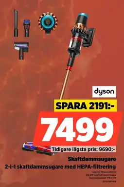 Power Dyson skaftdammsugare 2-i-1 skaftdammsugare med HEPA-filtrering erbjuda