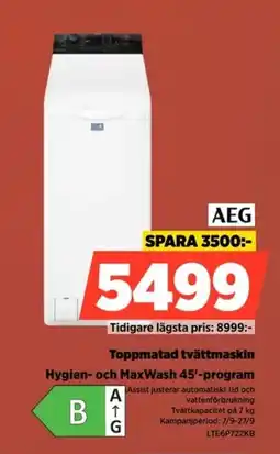 Power Aeg toppmatad tvättmaskin erbjuda
