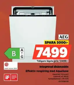 Power Aeg integrerad diskmaskin erbjuda