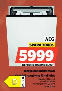 Power Aeg integrerad diskmaskin erbjuda