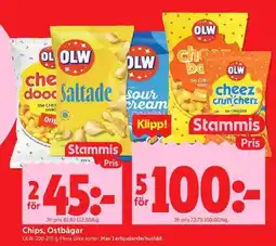 ICA Kvantum Olw chips, ostbågar erbjuda