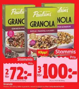 ICA Kvantum Paulüns granola erbjuda