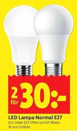 ICA Kvantum ICA LED Lampa Normal E27 erbjuda