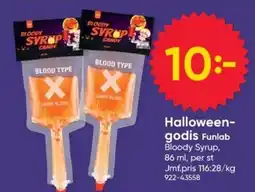 DollarStore Halloween-godis Funlab Bloody Syrup erbjuda