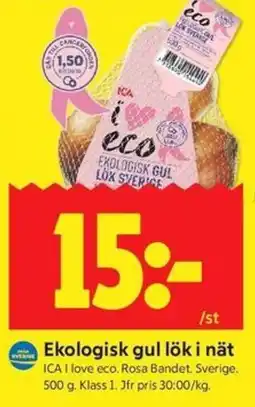 ICA Kvantum Ica ekologisk gul lök i nät erbjuda