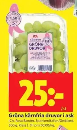 ICA Kvantum Gröna kärnfria druvor erbjuda