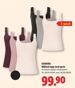 Lidl Esmara ribbad topp med spets erbjuda