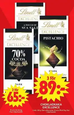 ICA Maxi Lindt Excellence Chokladkaka erbjuda