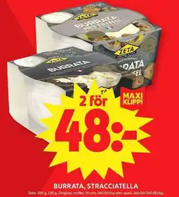 ICA Maxi Zeta burrata, stracciatella erbjuda