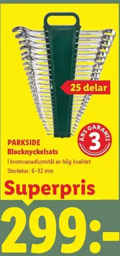 Lidl Parkside blocknyckelsats erbjuda