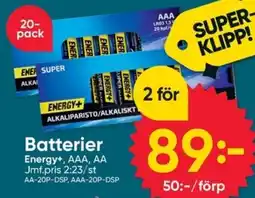 DollarStore Energy+ batterier erbjuda