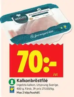 ICA Kvantum Ingelsta kalkonbröstfilé erbjuda