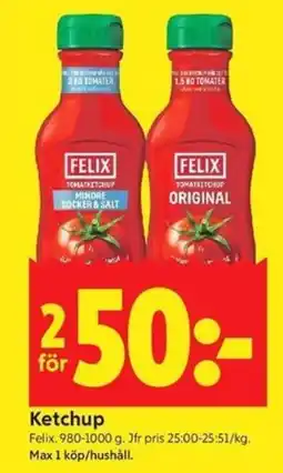 ICA Kvantum Felix ketchup erbjuda