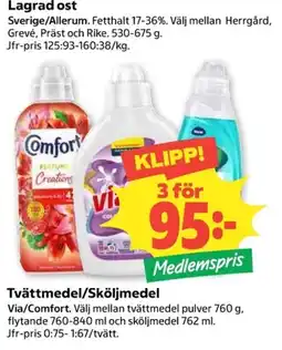 Coop Via/Comfort tvättmedel/sköljmedel erbjuda