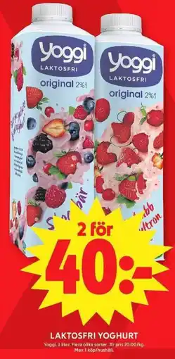 ICA Maxi Yoggi laktosfri yoghurt erbjuda