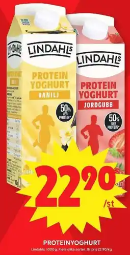 ICA Maxi Lindahls protein yoghurt erbjuda