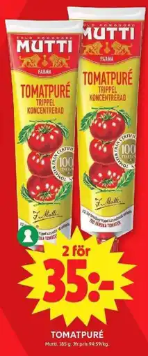 ICA Maxi Mutti tomatpuré erbjuda
