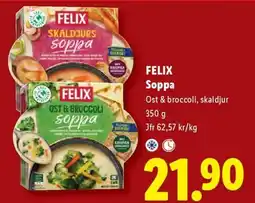 Lidl Felix soppa ost & broccoli, skaldjur erbjuda