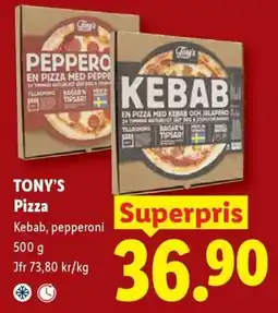 Lidl Tony's pizza kebab, pepperoni erbjuda