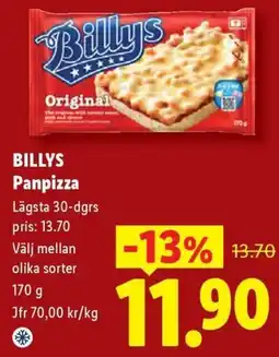 Lidl Billys Panpizza erbjuda