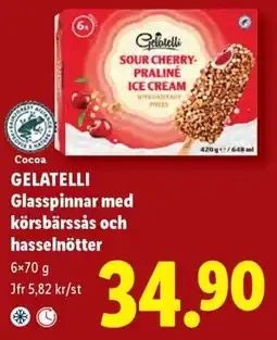 Lidl Gelatelli glasspinnar med körsbärrsås och hasselnötter erbjuda