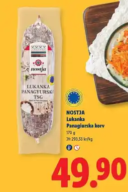 Lidl Nostja lukanka panagiurska korv erbjuda