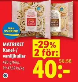 Lidl Matriket kanel-/vaniljbullar erbjuda