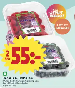 ICA Nära Ica blåbär i ask, hallon i ask erbjuda