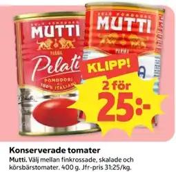 Coop Mutti konserverade tomater erbjuda