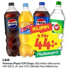 Coop Läsk Pommac/Pepsi/7UP/Zingo erbjuda