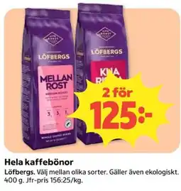 Coop Löfbergs kaffebönor erbjuda
