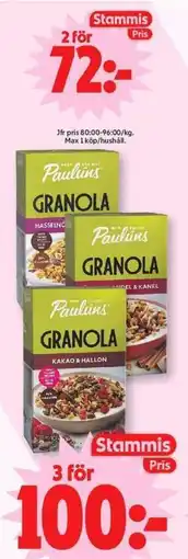 ICA Maxi Paulins Granola erbjuda