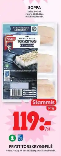 ICA Maxi Findus torskryggfilé erbjuda